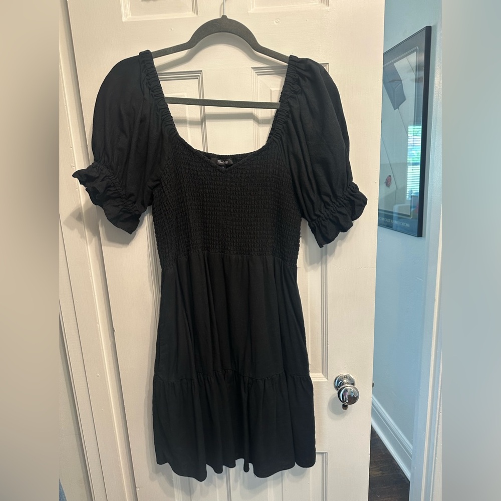 Madewell Linen Blend Lucie Smocked Mini Dress
